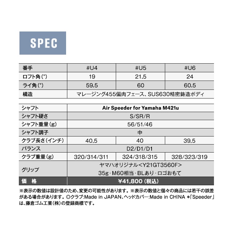 inpres UD+2 ユーティリティ Air Speeder for Yamaha M421u(2021年)